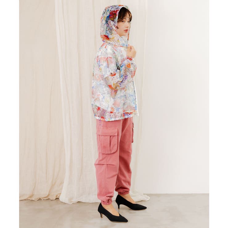 ScoLar♡花・アニマルスカラー 2柄展開メッシュパーカー　新品 花・アニマルスカラー 2柄展開メッシュパーカー[品番