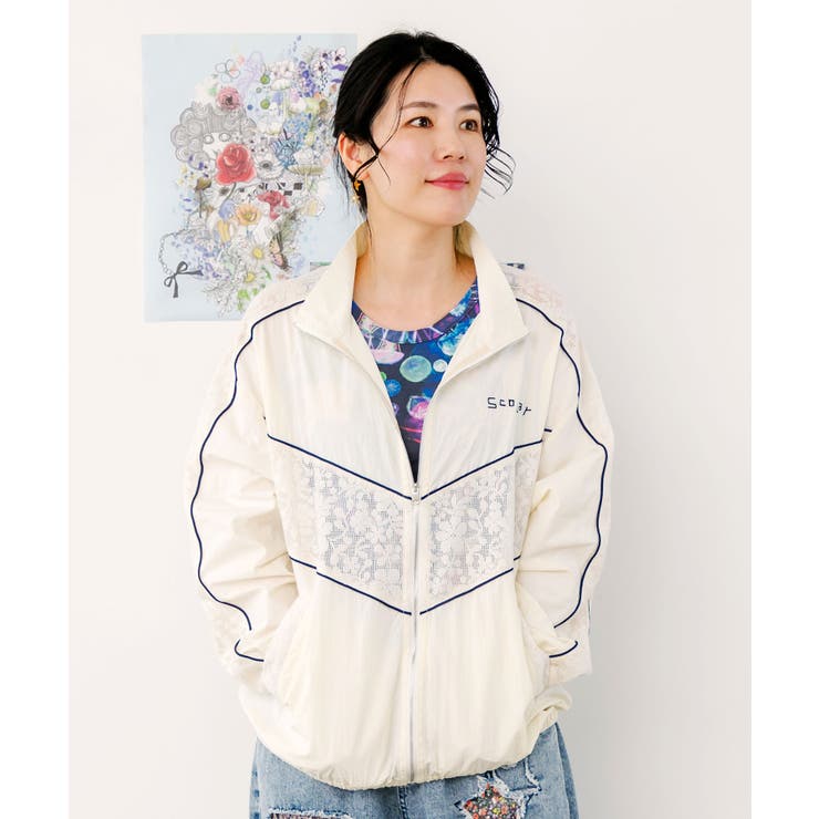 iS ScoLar ブラック　薔薇　刺繍　レース　ゆったり　ロング　ブルゾン ScoLar スカラー - レディース ブルゾン - ファッション通販