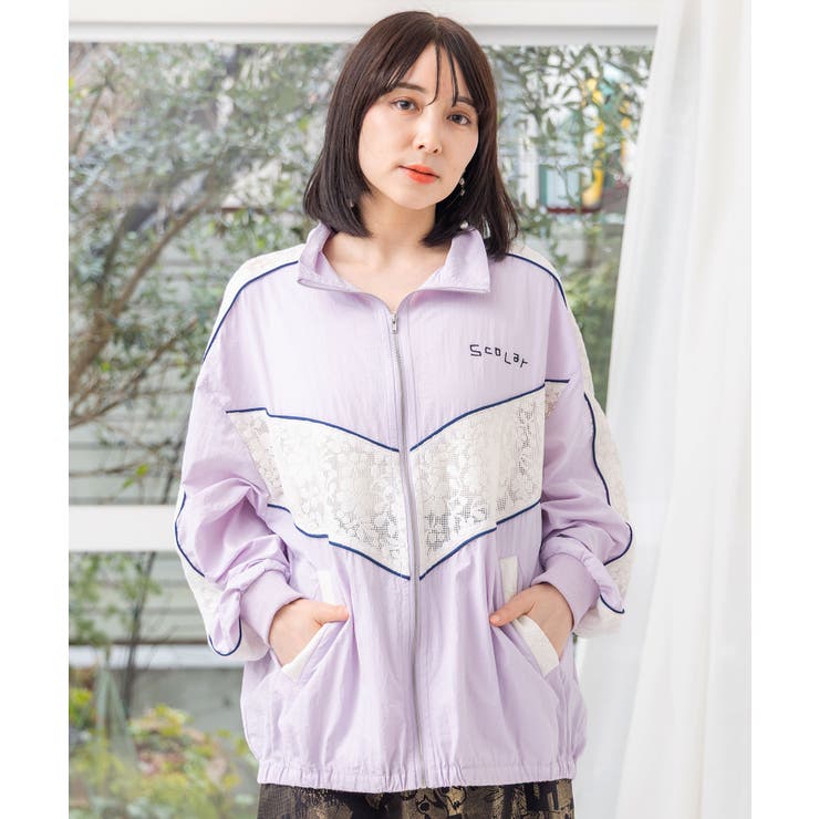 スカラー刺繍レース切替ブルゾン[品番：SRSW0000042]｜ScoLar