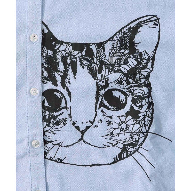 ネコ柄コットンシャツ[品番：SRSW0000047]｜ScoLar（スカラー