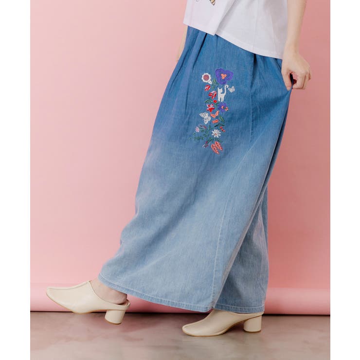 刺繍グラデーション加工デニムパンツ | ScoLar | 詳細画像2 
