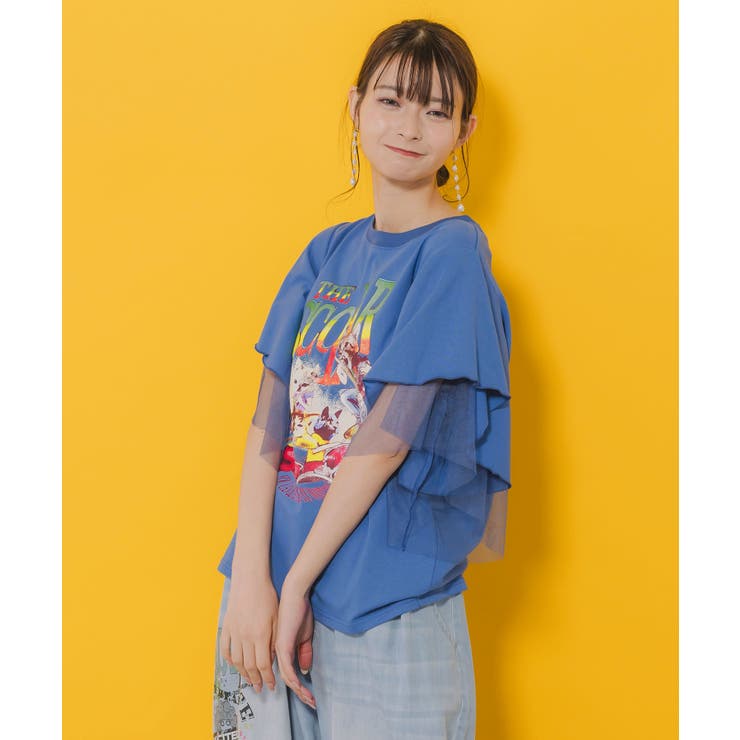 ネコ×ロック柄 メッシュ切替Tシャツ[品番：SRSW0000103]｜ScoLar