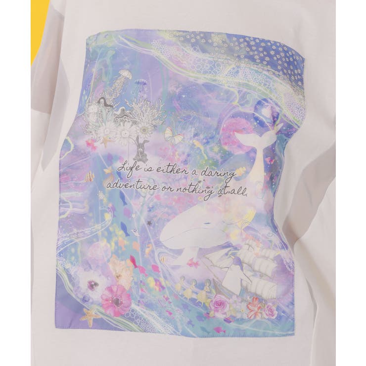メルヘンな海とクジラ柄 シフォン切替チュニック | ScoLar | 詳細画像7 