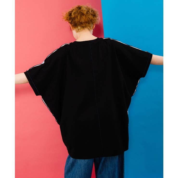 新品☆未使用☆/ScoLar/チュニック/Tシャツ/レース/黒/Mサイズ/綺麗 BIGネコ柄メロウステッチチュニック[品番：SRSW0000105]｜ScoLar