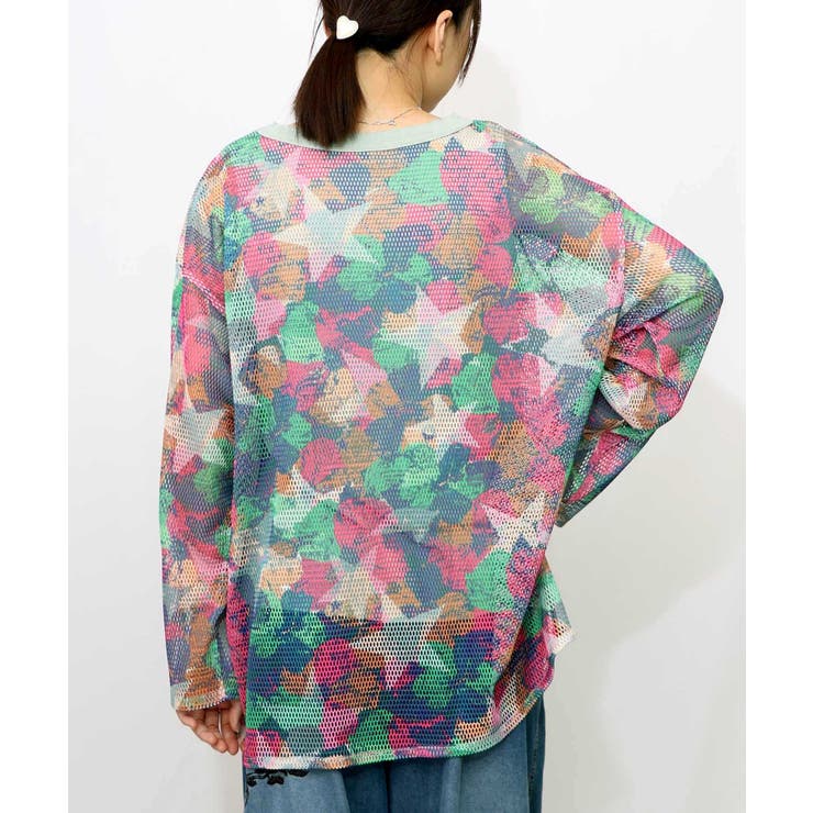 タンクトップ付 花柄メッシュプルオーバー[品番：SRSW0000109