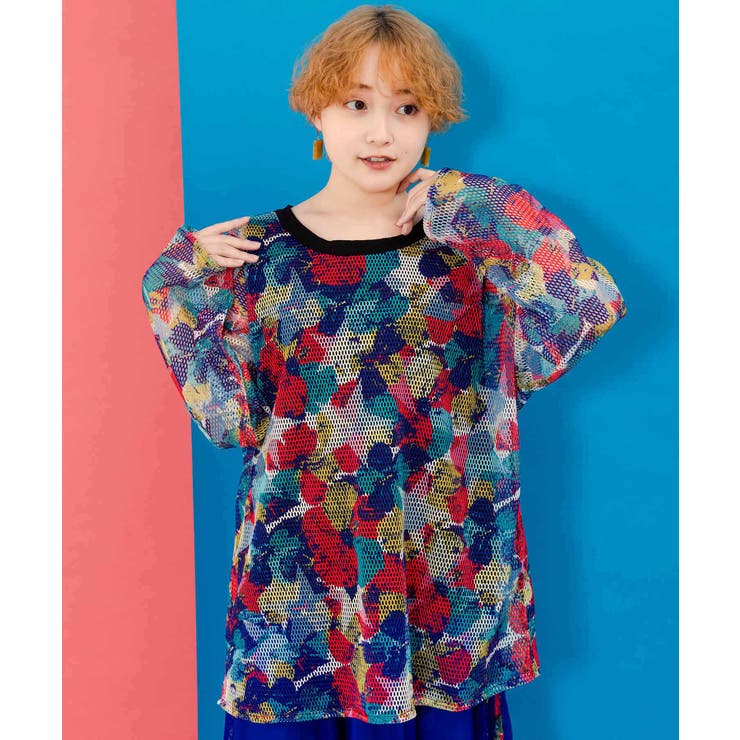 タンクトップ付 花柄メッシュプルオーバー[品番：SRSW0000109