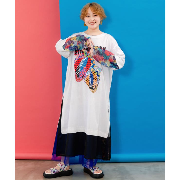 トップス ScoLar スカラー 152695 タンクトップ付 花柄メッシュプルオーバー カジュアル ガーリー レイヤード 原宿系 個性的 ポイント ScoLar トップス 新作 スカラー 152695 タンクトップ付 花柄