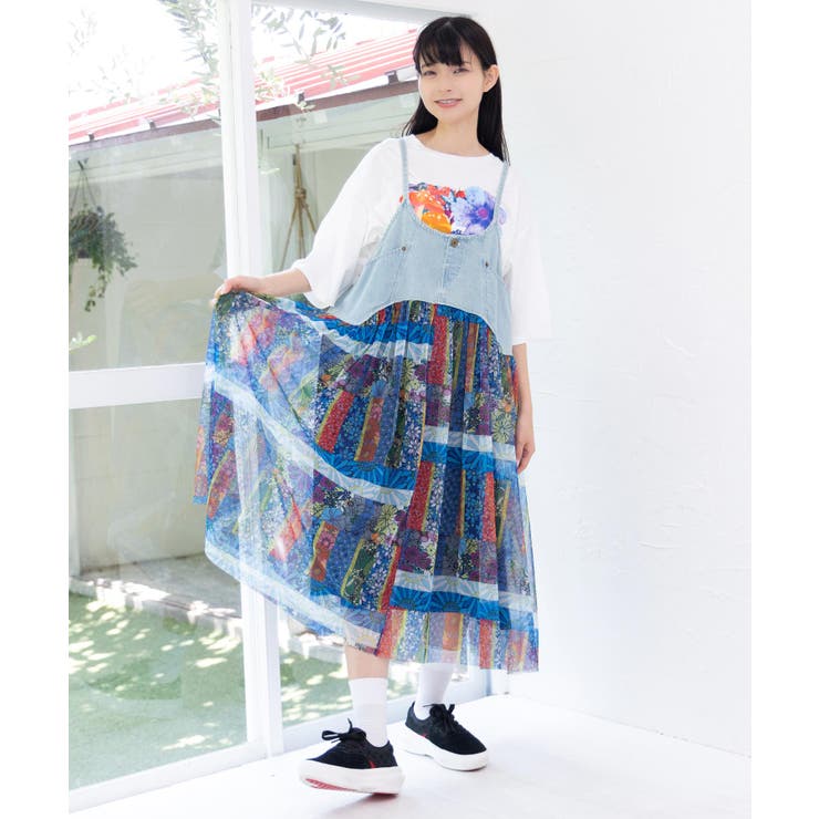 ScoLar 153731：バイカラー異素材 切替ジャージワンピース 楽天市場