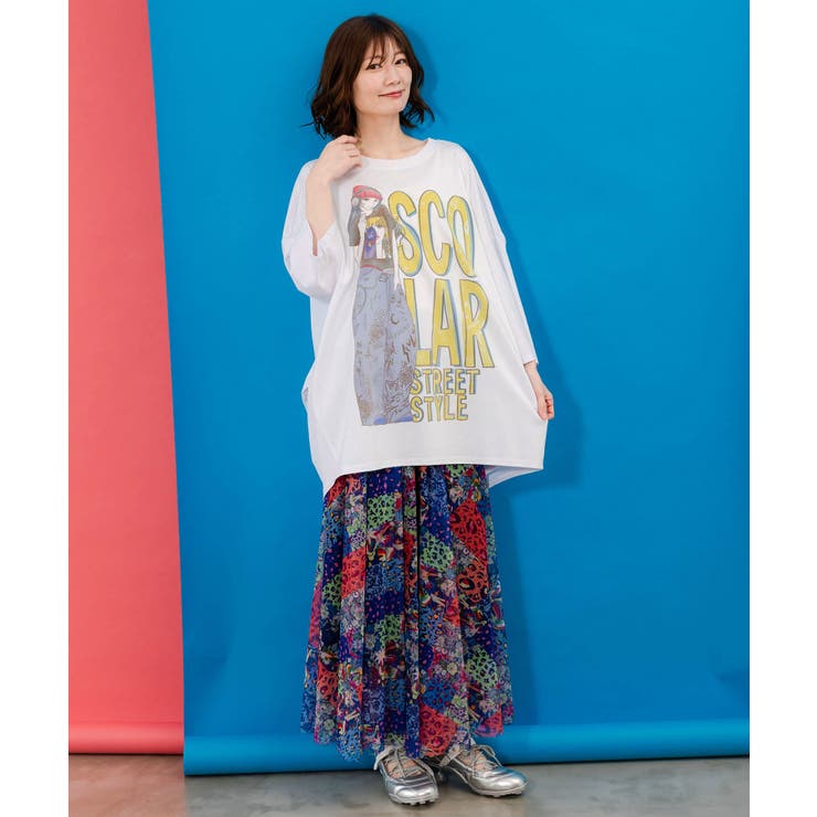 スカラー ScoLar スカラースタイリング 女の子柄プルオーバー （ブラウン） スカラー ScoLar スカラースタイリング 女の子柄プルオーバー