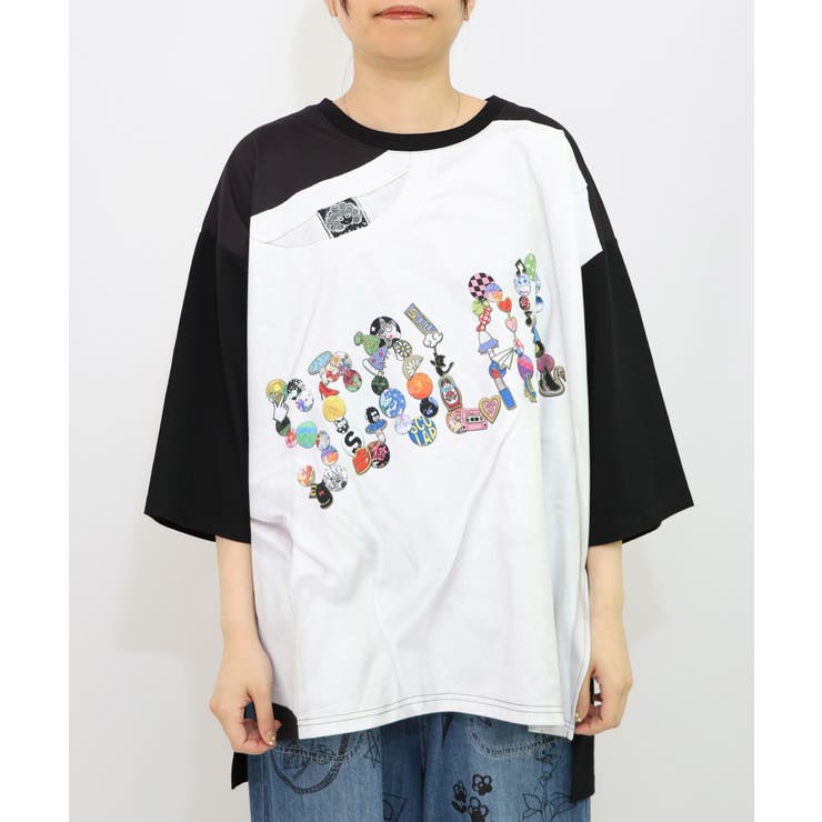 ロゴバッヂトリックアート柄Tシャツ | ScoLar | 詳細画像7 