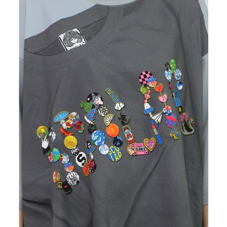 ロゴバッヂトリックアート柄Tシャツ | ScoLar | 詳細画像11 