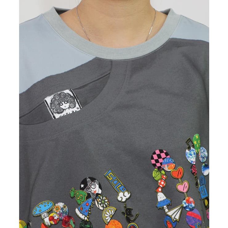 ロゴバッヂトリックアート柄Tシャツ | ScoLar | 詳細画像12 