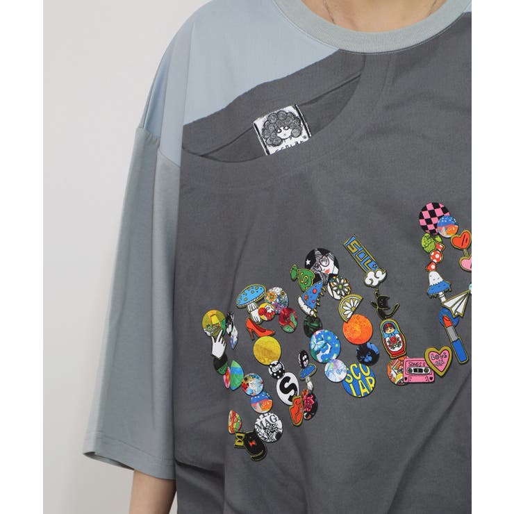 ロゴバッヂトリックアート柄Tシャツ | ScoLar | 詳細画像13 