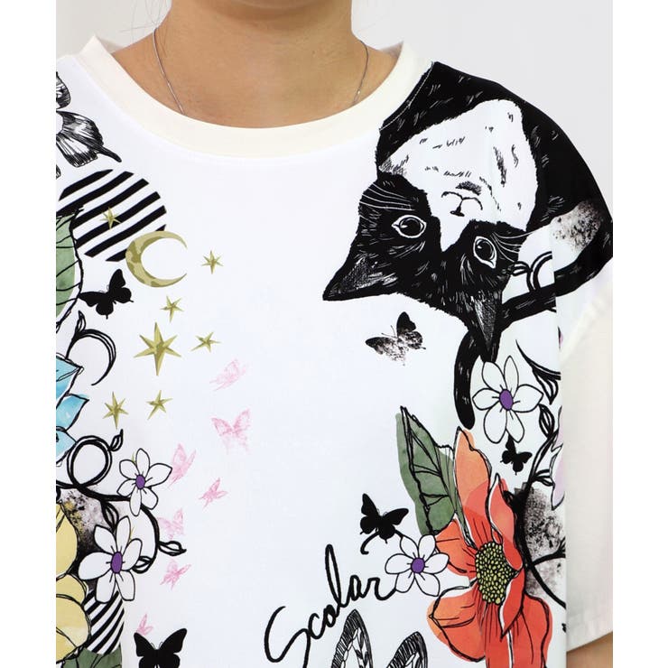 アニマル蝶花柄Tシャツ | ScoLar | 詳細画像3 