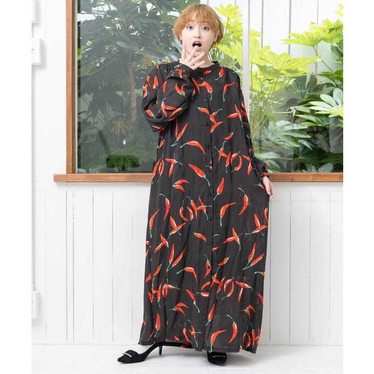 仲宗根泉(HY)コラボ 島とうがらし柄ワンピース[品番：SRSW0000192