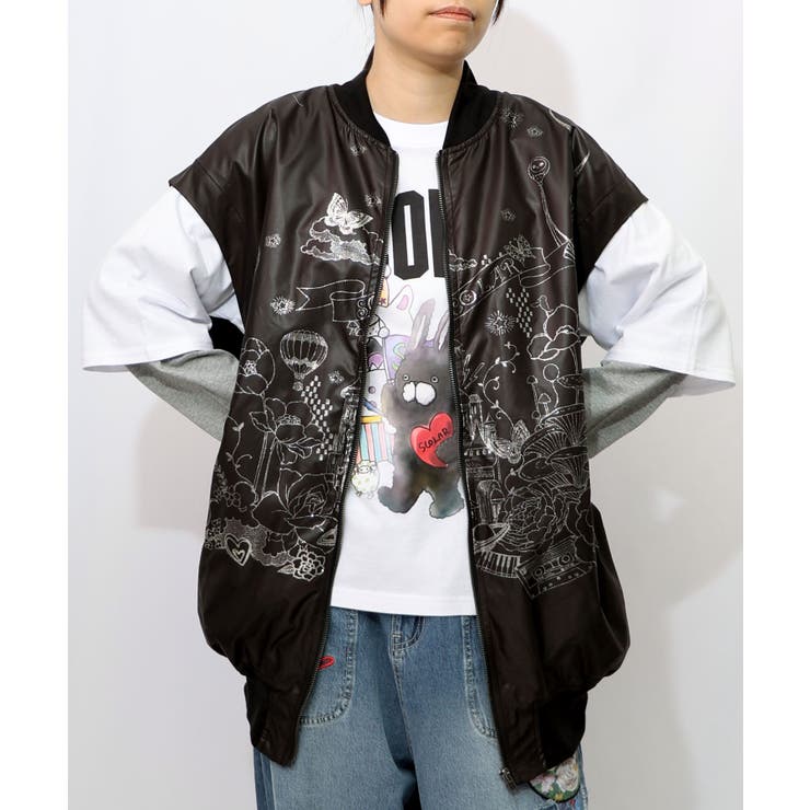 ブラック | メルヘン柄ラメプリントベスト | ScoLar