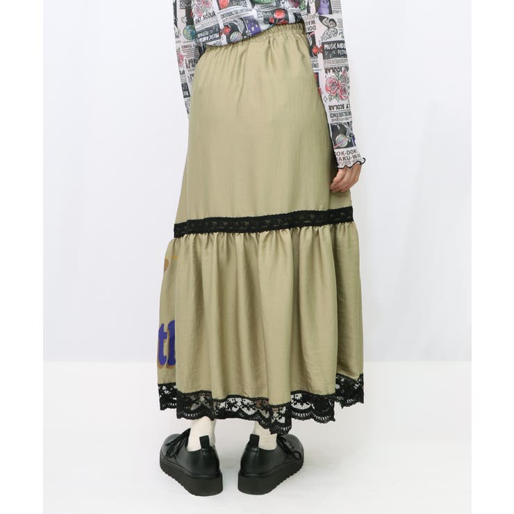 スカラーグラフィック柄 レース×サテンスカート | ScoLar | 詳細画像2 