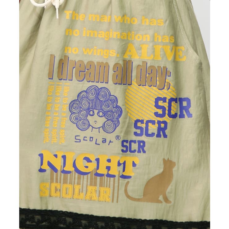 スカラーグラフィック柄 レース×サテンスカート | ScoLar | 詳細画像3 