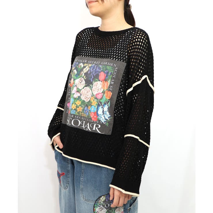 花アップリケ2WAYメッシュプルオーバー | ScoLar | 詳細画像4 