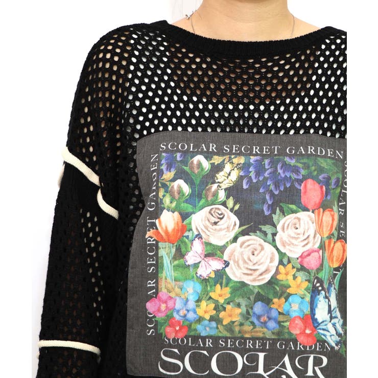 花アップリケ2WAYメッシュプルオーバー | ScoLar | 詳細画像8 