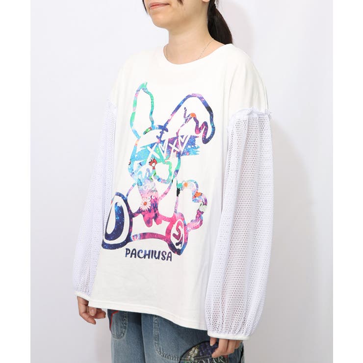 パチうさプリント メッシュ袖Tシャツ | ScoLar | 詳細画像8 