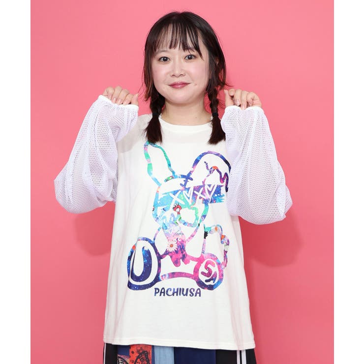 パチうさプリント メッシュ袖Tシャツ | ScoLar | 詳細画像3 