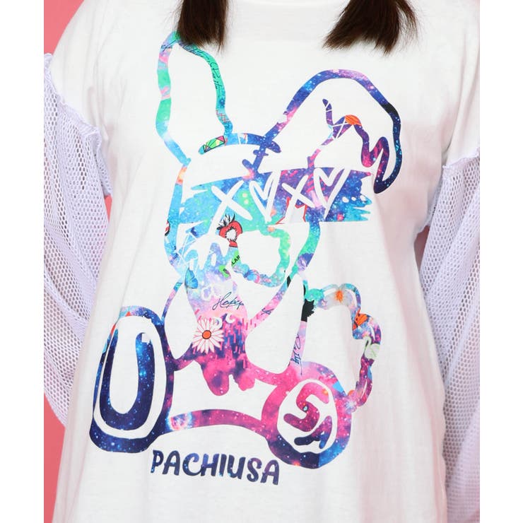 パチうさプリント メッシュ袖Tシャツ | ScoLar | 詳細画像6 