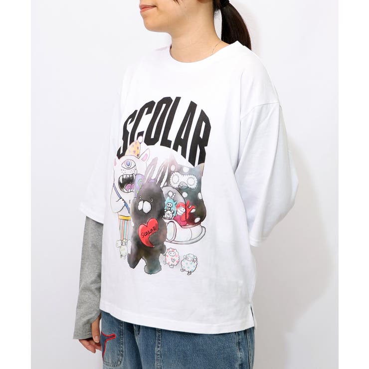 スカラーキャラクターズ柄 レイヤード風ロンT | ScoLar | 詳細画像1 