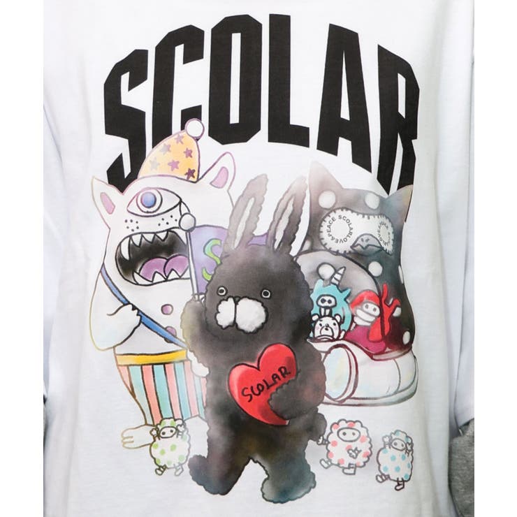 スカラーキャラクターズ柄 レイヤード風ロンT | ScoLar | 詳細画像3 