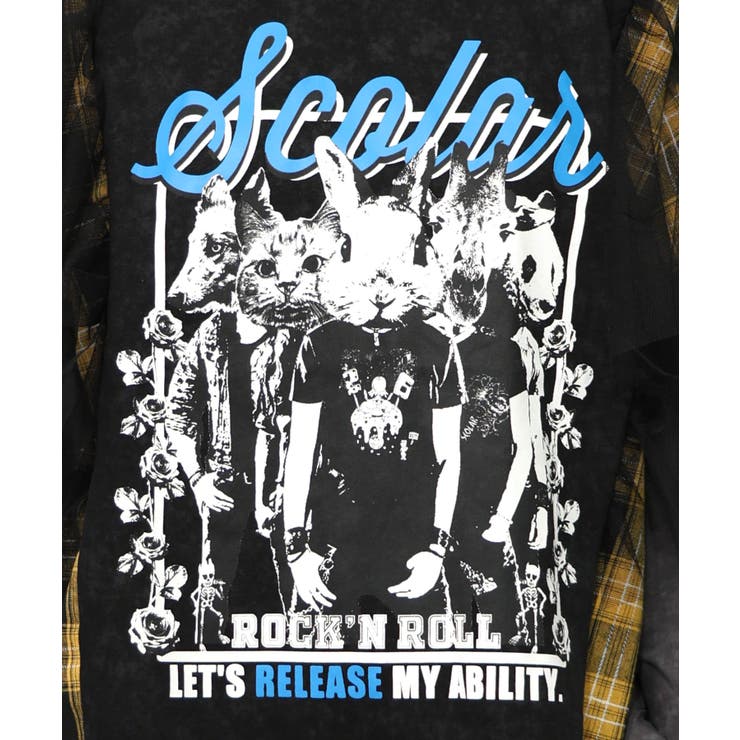 ロックなアニマル柄 異素材切替2WAYロンT | ScoLar | 詳細画像17 