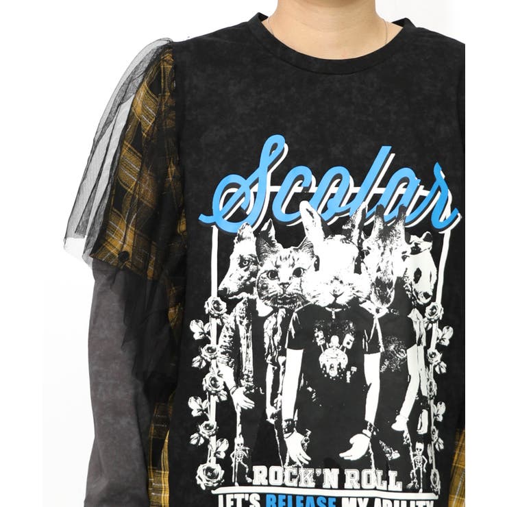 ロックなアニマル柄 異素材切替2WAYロンT | ScoLar | 詳細画像19 