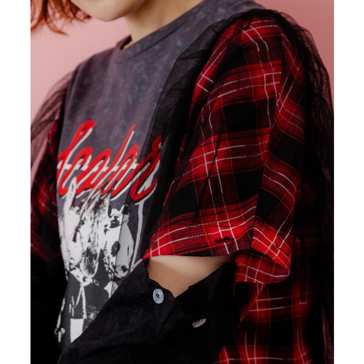 ロックなアニマル柄 異素材切替2WAYロンT | ScoLar | 詳細画像7 