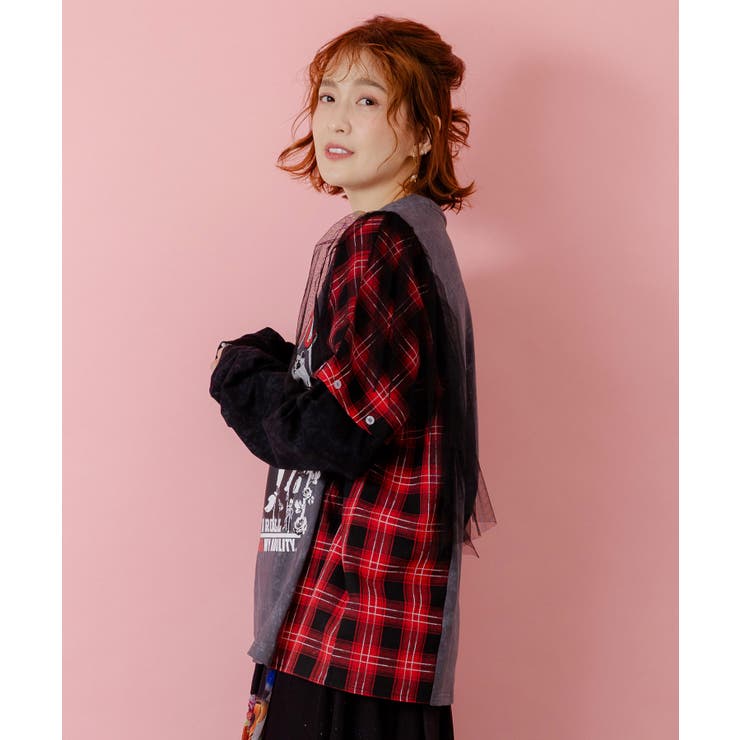 ロックなアニマル柄 異素材切替2WAYロンT | ScoLar | 詳細画像3 