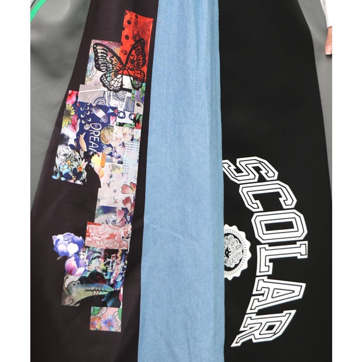 ロゴコラージュ柄 デニム×ジャージ切替スカート | ScoLar | 詳細画像11 