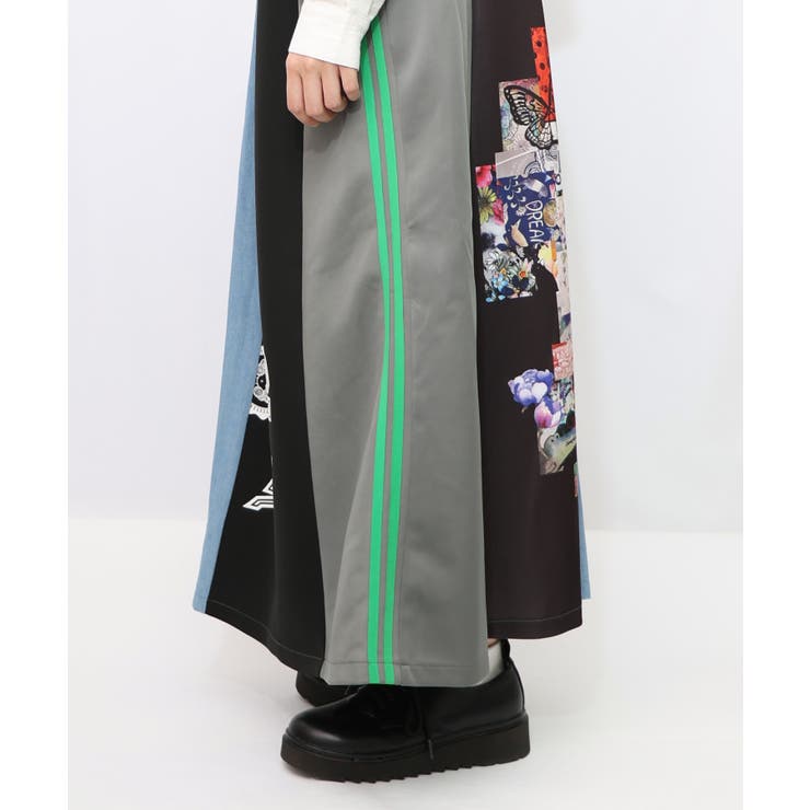 ロゴコラージュ柄 デニム×ジャージ切替スカート | ScoLar | 詳細画像17 