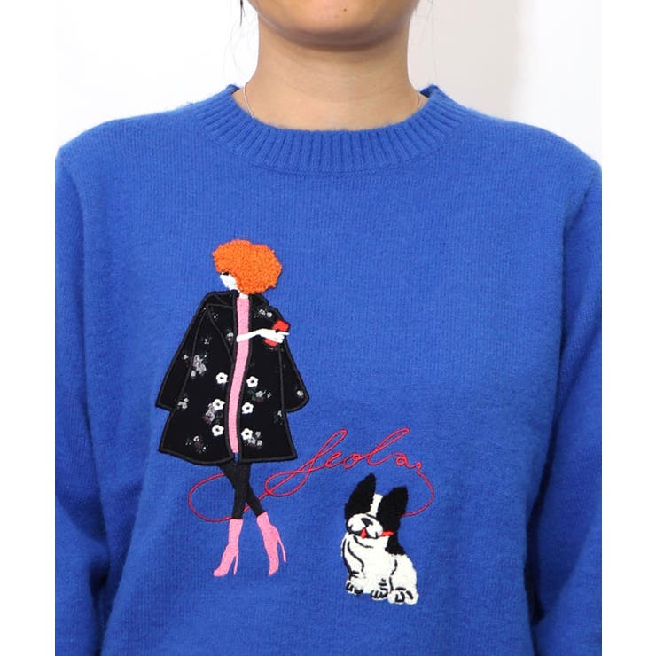 女の子とワンちゃん刺繍アップリケ ニットプルオーバー | ScoLar | 詳細画像19 