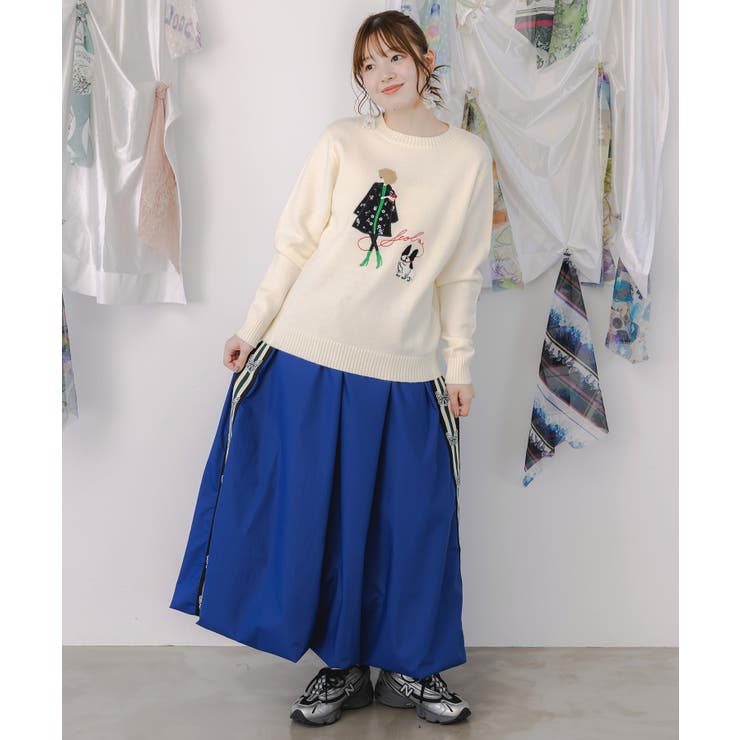 女の子とワンちゃん刺繍アップリケ ニットプルオーバー | ScoLar | 詳細画像6 
