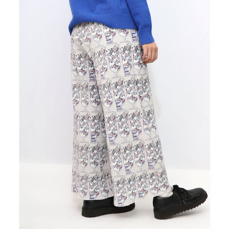 ネコパフェ・蝶柄 ベロアプリーツパンツ | ScoLar | 詳細画像13 