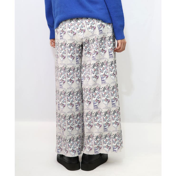 ネコパフェ・蝶柄 ベロアプリーツパンツ | ScoLar | 詳細画像14 