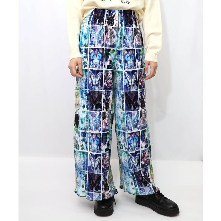 ネコパフェ・蝶柄 ベロアプリーツパンツ | ScoLar | 詳細画像16 