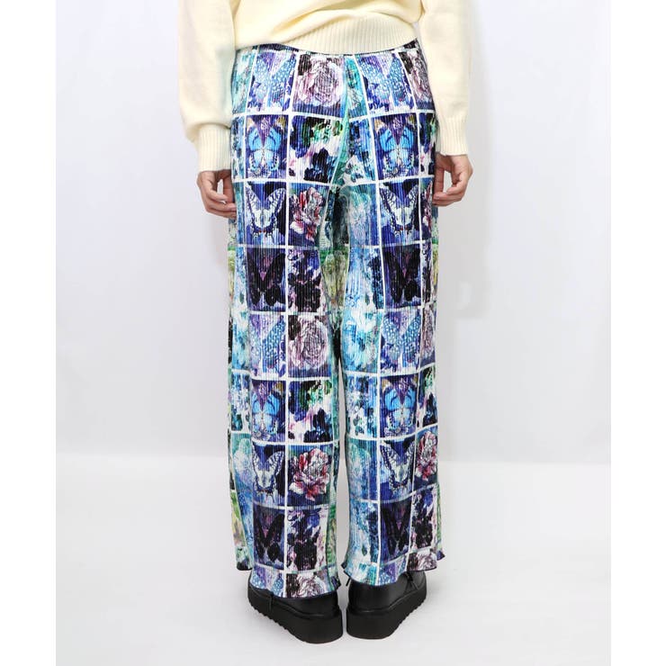 ネコパフェ・蝶柄 ベロアプリーツパンツ | ScoLar | 詳細画像18 