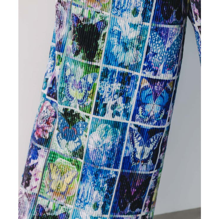 ネコパフェ・蝶柄 ベロアプリーツパンツ | ScoLar | 詳細画像11 