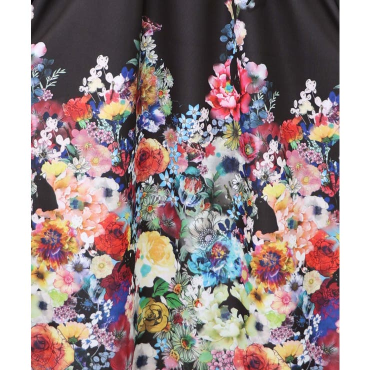 花柄に隠れ黒ネコ柄 ハーフジップジャージワンピース | ScoLar | 詳細画像11 