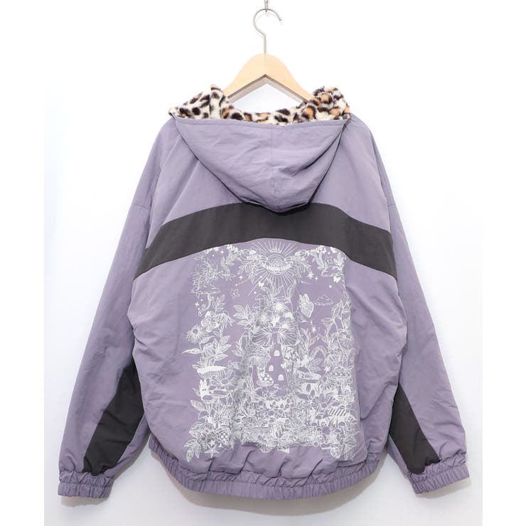 ScoLar 153647：キノコ×レオパード柄リバーシブルブルゾン 153647：キノコ×レオパード柄リバーシブルブルゾンの通販-ScoLar