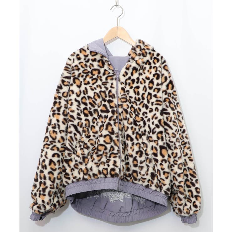 ScoLar 153647：キノコ×レオパード柄リバーシブルブルゾン 153647：キノコ×レオパード柄リバーシブルブルゾンの通販-ScoLar