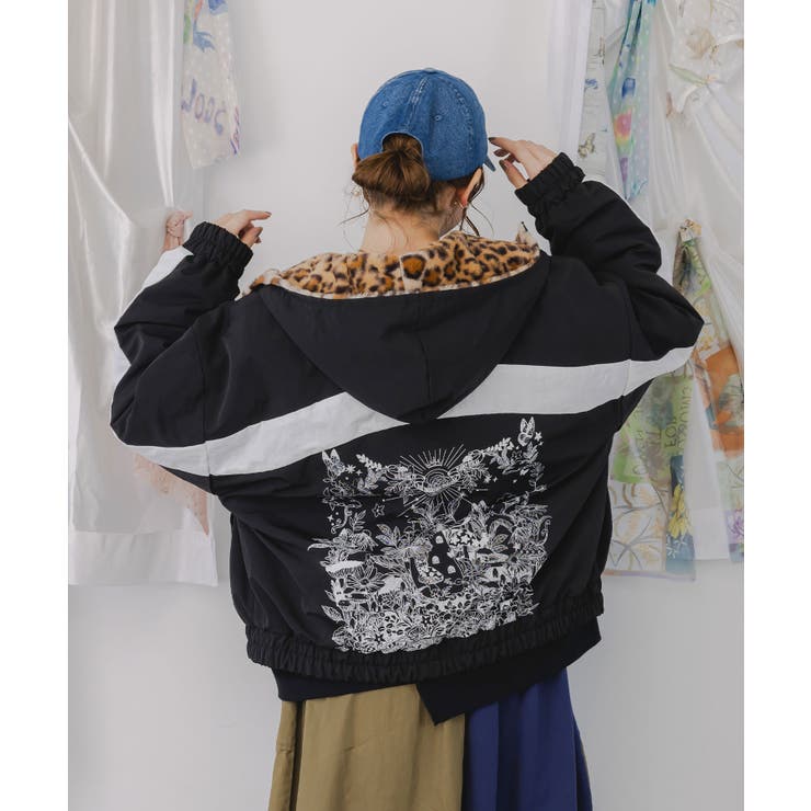 キノコ×レオパード柄リバーシブルブルゾン[品番：SRSW0000229