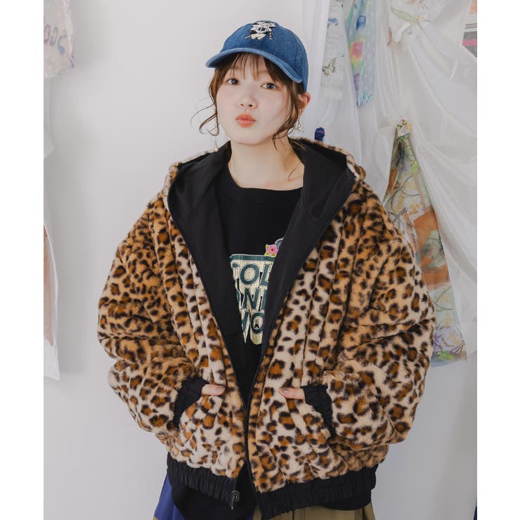 キノコ×レオパード柄リバーシブルブルゾン[品番：SRSW0000229