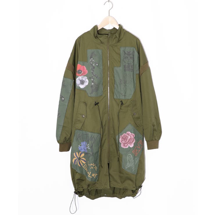 花のアップリケロングブルゾン[品番：SRSW0000251]｜ScoLar（スカラー