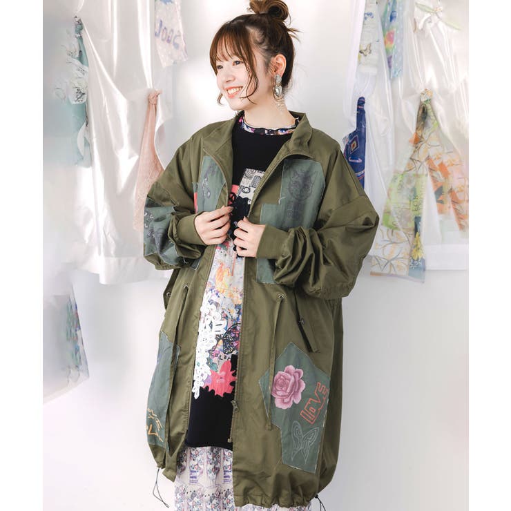 花のアップリケロングブルゾン[品番：SRSW0000251]｜ScoLar（スカラー