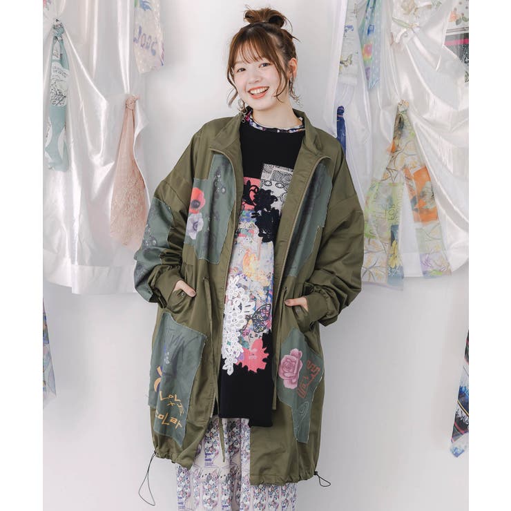 花のアップリケロングブルゾン[品番：SRSW0000251]｜ScoLar（スカラー